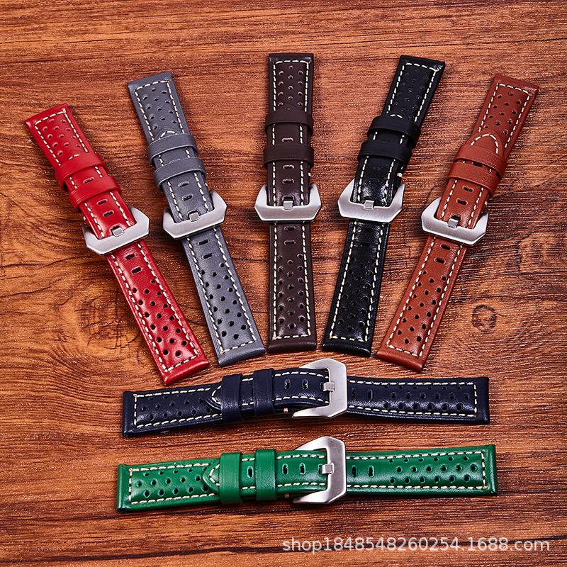 The First Layer Of Needle Pattern Leather Strap Is Suitable For Pena L Sea 18Mm 26Mm Perforated And Breathable Retro Strap.