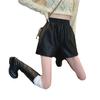 Women's High-Waisted PU Leather Shorts - Autumn/Winter 2024, Plus Size, Loose Fit, Slimming, Wide-Leg.