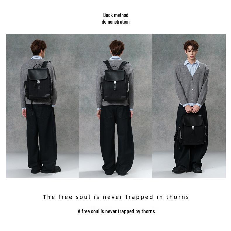 Whale Language Vintage Genuine Leather Laptop Backpack for Men - Stylish College Student Bag