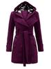 Fashion Woolen Coat Women Warm Fleece Jacket with Belts Double Breasted Solid Casual Jacket Winter Vintage Slim Ladies Coat