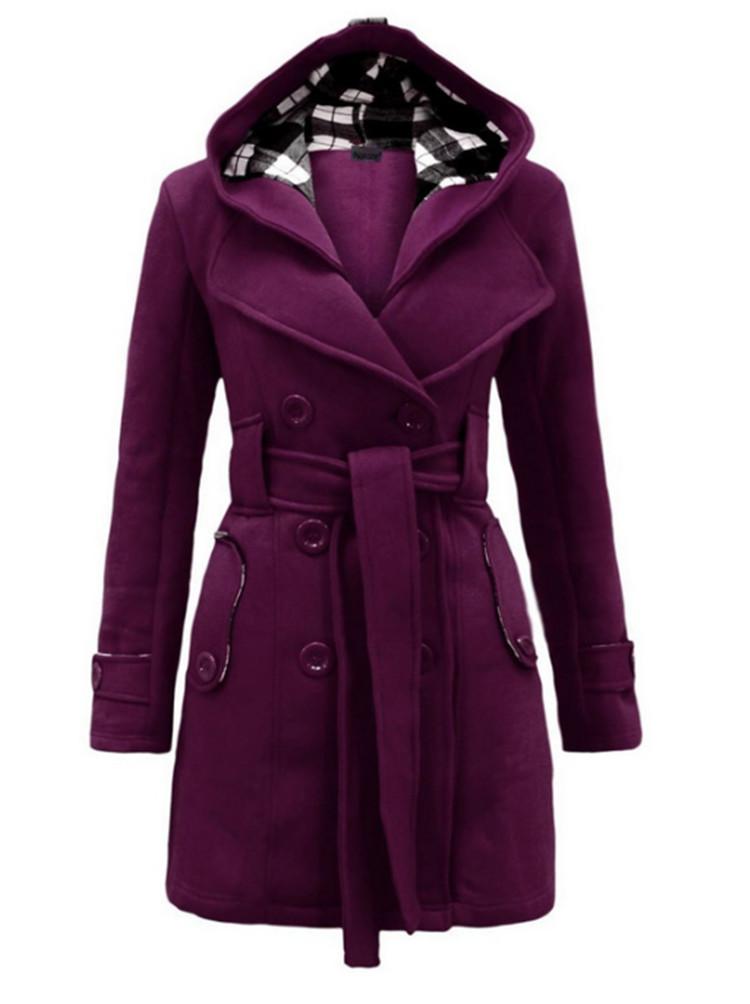 Fashion Woolen Coat Women Warm Fleece Jacket with Belts Double Breasted Solid Casual Jacket Winter Vintage Slim Ladies Coat
