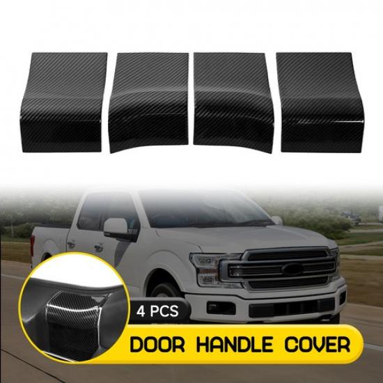 4pcs Carbon Interior Fiber Handle Door Cover Fit Ford Panel 2015- F150 Trim