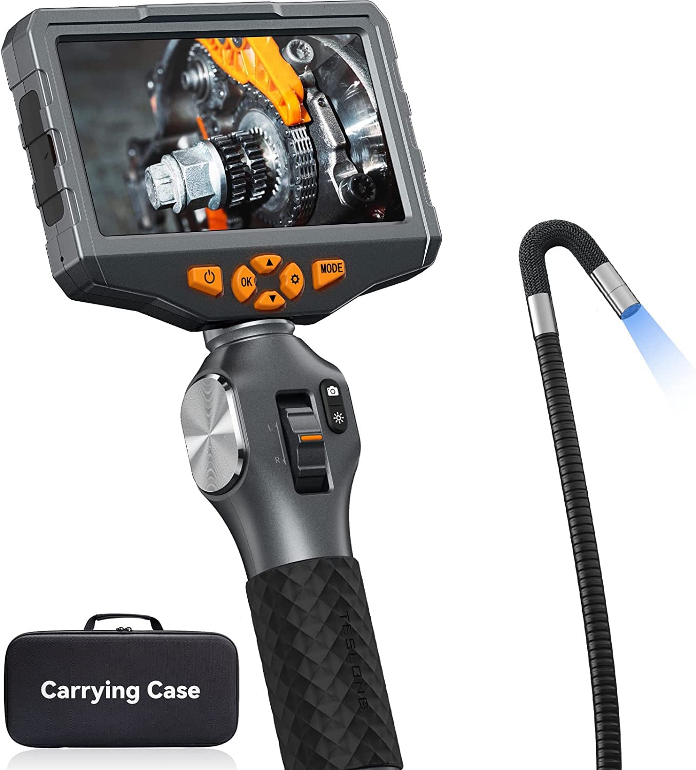 

Teslong Endoscope Camera, Fiberscope, Industrial Endoscope, Movable Tip Industrial Endoscope, 5 Inch, IPS LCD Monitor, 1080P Million Pixel Inspection