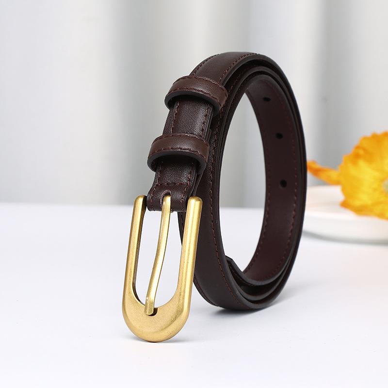 New First-Layer Pure Cowhide Women'S Belt Fashion Trend Versatile Leather Pin Buckle Casual Jeans Belt Women'S