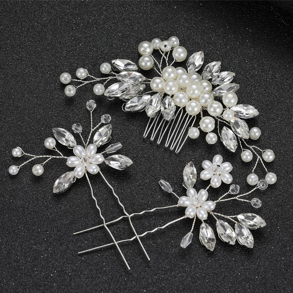 Elegant Women's Hairpin Gold Silver Leaf Pearl Hair Comb Korean Style Jewelry Wedding Hair Accessories For Girls New Year Gifts