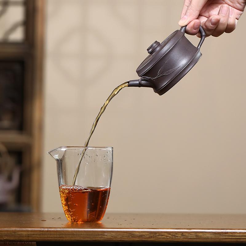 140ml Yixing Purple Clay Teapots Famous Handmade Bamboo Joint Tea Pot Chinese Zisha Teaware Beauty Tea Infuser Kettle Tea Set