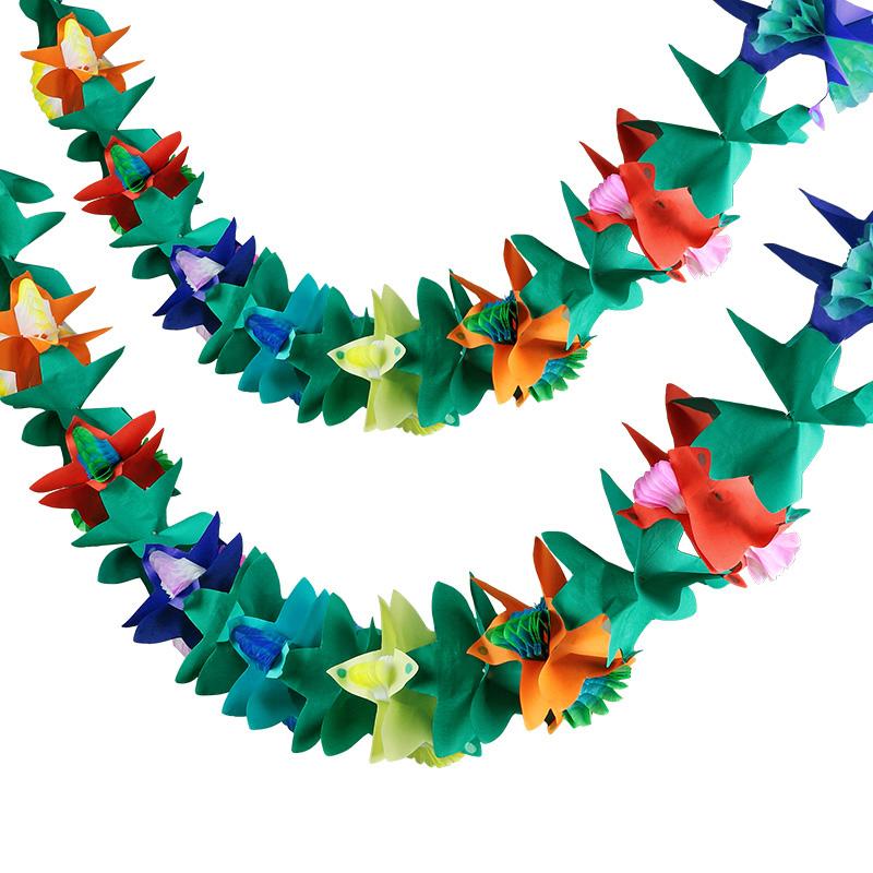1Pcs 3M Tropical Hibiscus Flower Garland for Hawaiian Summer Birthday Party Decoration Supplies Beach Wedding Hanging Ornament