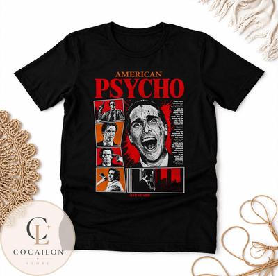 American Psycho Patrick Bateman Graphic Tee, Christian Bale Cult Film Shirt T-shirt