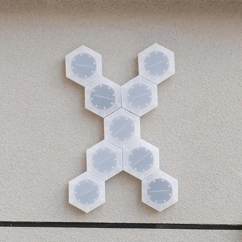 6Pcs Solar Outdoor Wall Lights Spliceable Waterproof Hexagonal Lights for Garden Decoration Atmospheres Lighting