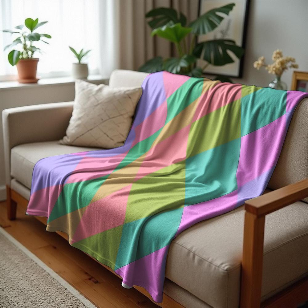Pastel Purple Watercolor Floral Anime Cartoon Flannel Blanket Soft Warm Throw for Bedroom Sofa Car Kids Holiday Gift