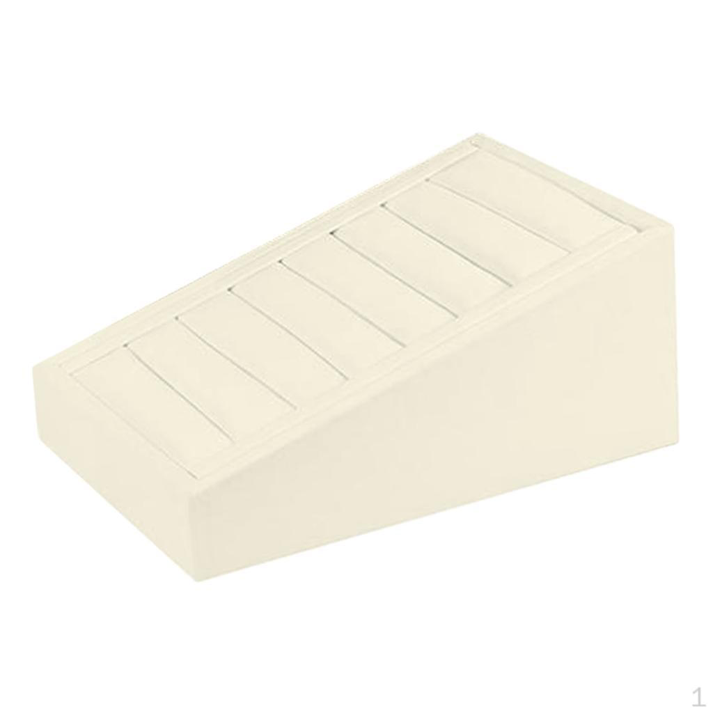 Leather Rings Display Tray Jewelry Organizer Case Showcase 7 Slots Stand for Exhibitions Bedroom