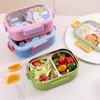 Kids' Cartoon Insulated Bento Box with Cutlery, Dual-Compartment, Food-Grade 304 Stainless Steel