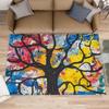 Artistic Abstract Rose Area Rug Modern Art Colorful Rose Non-Slip Large Rug Graffiti Style Flowers Floor Mat for Living Room