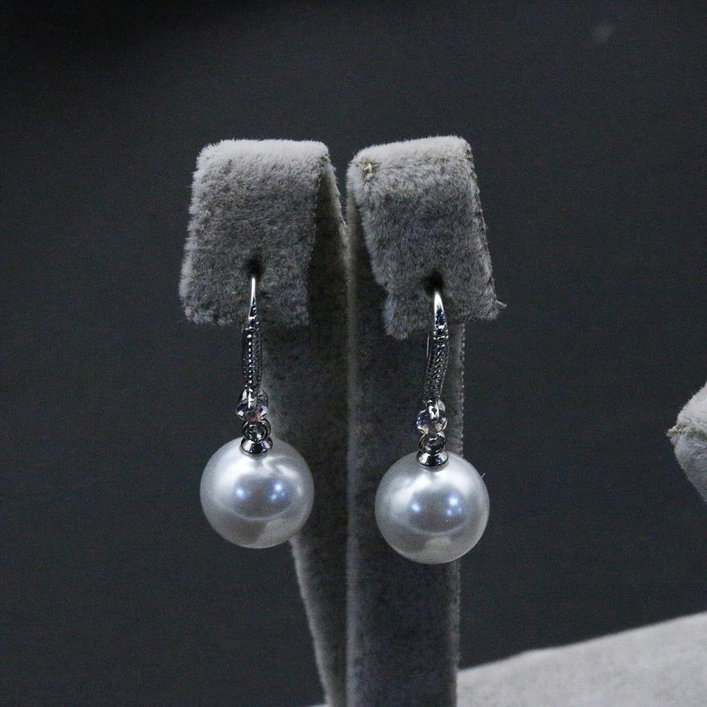 1pair White Cubic Zirconia  Faux Pearl Drop Dangle Earrings for Women Girls Exquisite Daily Jewelry Elegant Wedding Bridesmaid Holiday Perfect Gift