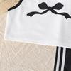 8-12Y Girl's Suit Children's Summer Clothing Bow Tie Vest Top + Casual Striped Trousers Children's Short-sleeved