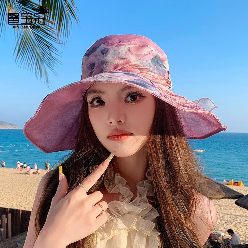 Summer Eaves Sun Protection Mother Hat Fashion Bow Streamer Sun Hat Children Beach Seaside Breathable Sun Hat