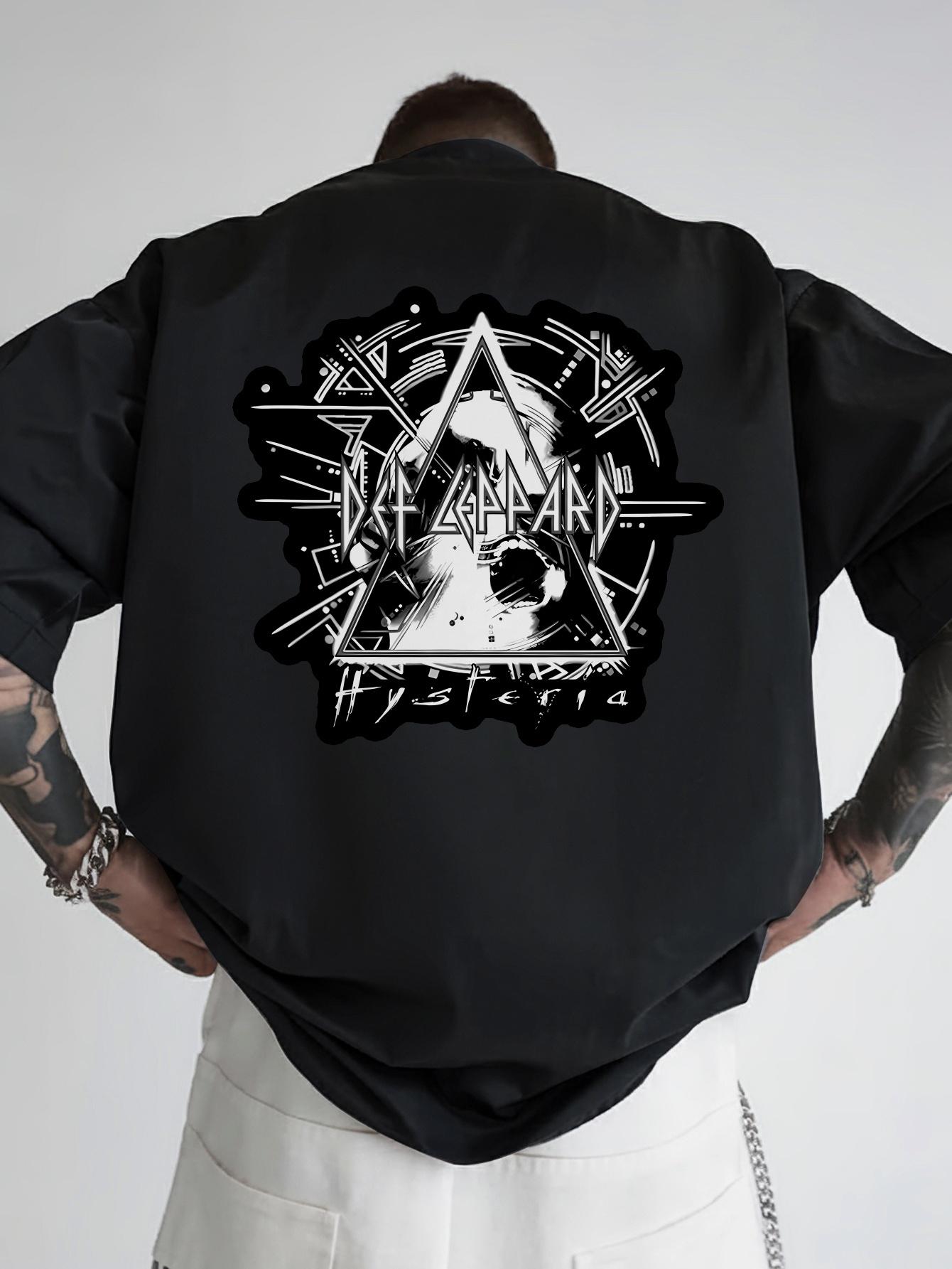 

Vintage Heavy Metal Band Back Print T-shirt - Black Retro Rock Tee with Guitar Graphic S