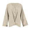 Women's Fashion Casual Solid Color V-Neck Live Button Long Sleeve T-Shirt Top