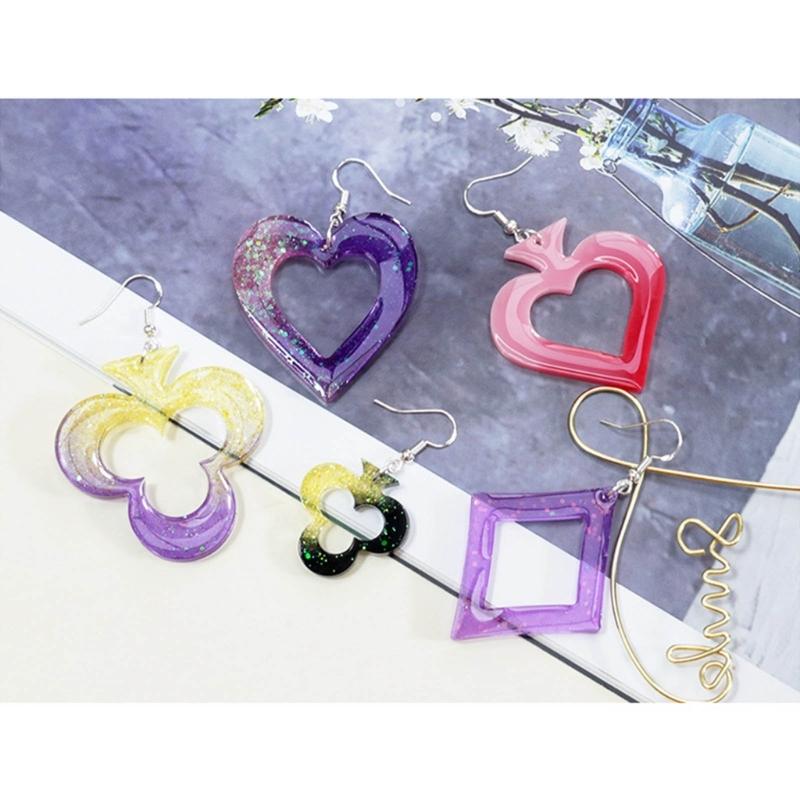 Playing Card Earring Silicone Mold Resin Pendant Mould Epoxy Casting Craft Decor