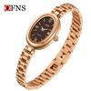Waterproof Women's Quartz Watch with Solid Steel Band and Simple Oval Design
