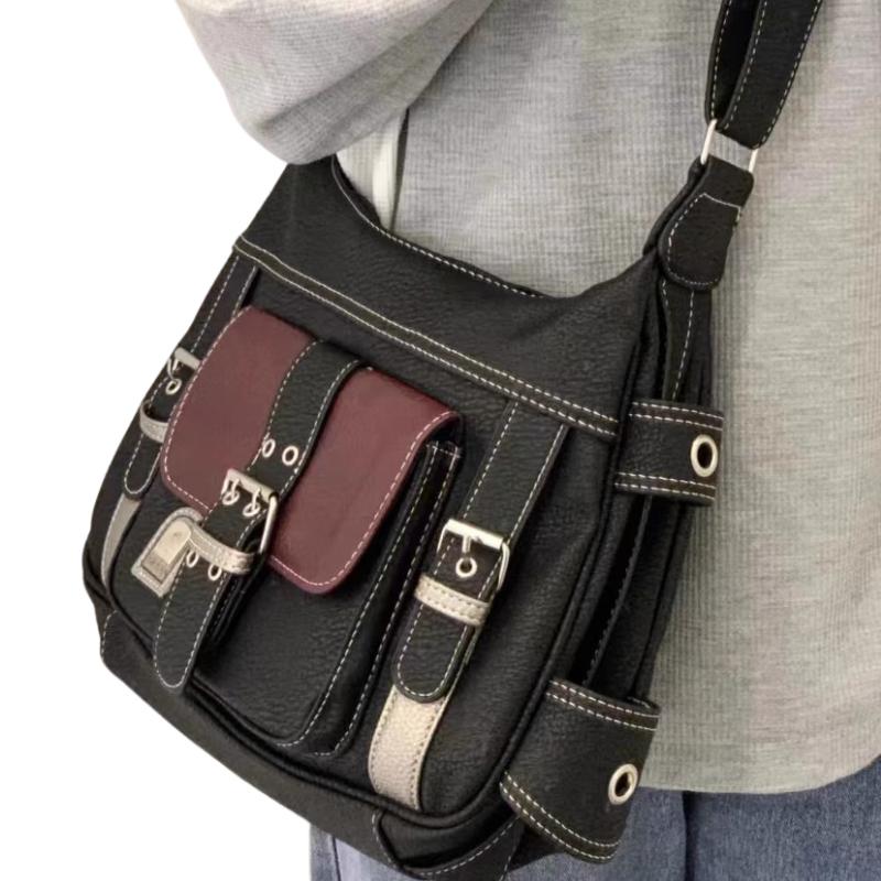 

Винтажные женские сумки через плечо в байкерском стиле из искусственной кожи, сумки-тоуты для женщин, модные сумки для девушек с карманами