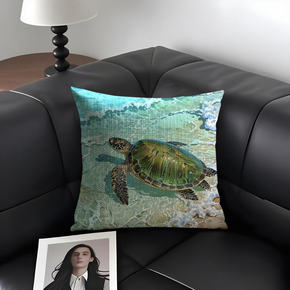 

Sea Turtle Fashion Cushion Cover Natural Linen Organic Fabric DoubleSided Printing Sofa Home Decor Gift Pillow Case 30x30cm