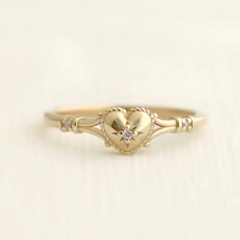 Simple and Fashionable Heart-shaped Ladies  Ring, Wearable Accessory, Heart-shaped Jewelry. 6 золотой