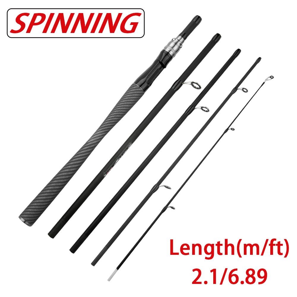 Portable 4 Section 5 Section Fishing Rod 1.8m 2.1m Carbon Fiber Fishing Rod Spinning Rod Carp Fishing Tackle