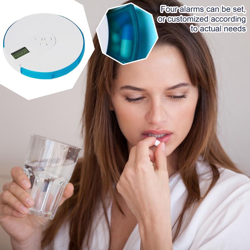 Týdenní otočný pouzdro na pilulky rozdělovač organizér na skladování tablet léky s budíkem 7denní pouzdro dávkovač nádobka na pilulky