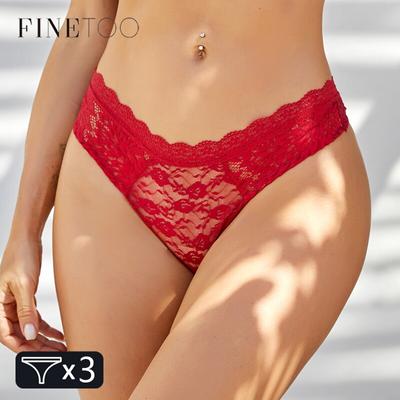 3 vnt./komplektas Nėriniai dirželiai Moteriški S-XL Seksualūs G-styginiai Madingi gėlėti žemu juosmeniu apatiniai kelnaitės Moteriškas apatinis trikotažas apatinis trikotažas