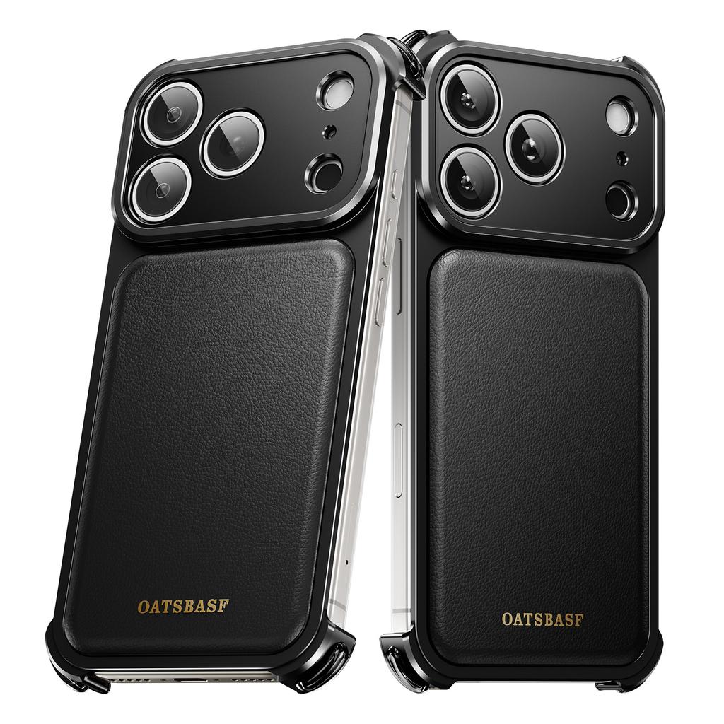 Premium Leather Case for iPhone 18 Pro Max 17 16 Pro Max for Magsafe Metal Frame Full Camera Protection Shock Phone Cover