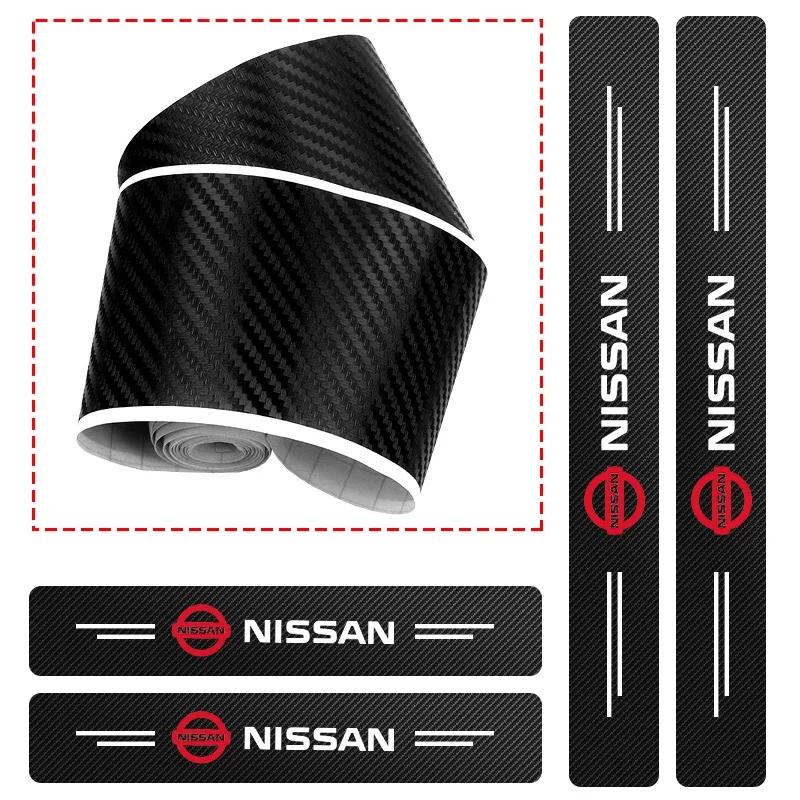 4pcs Car Door Plate Carbon Fiber Threshold Protector Sticker Decals For Nissan Qashqai Tiida J10 J11 2019 Auto Accessories
