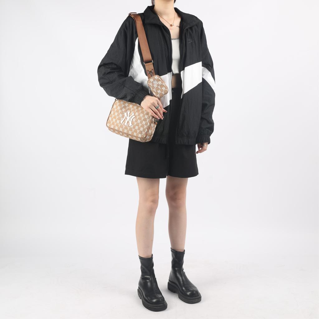 New MLB Monogram Collection Fabric Combo Bag Crossbody Bag Shoulder Bag Women's Khaki 32BGDC111-50B