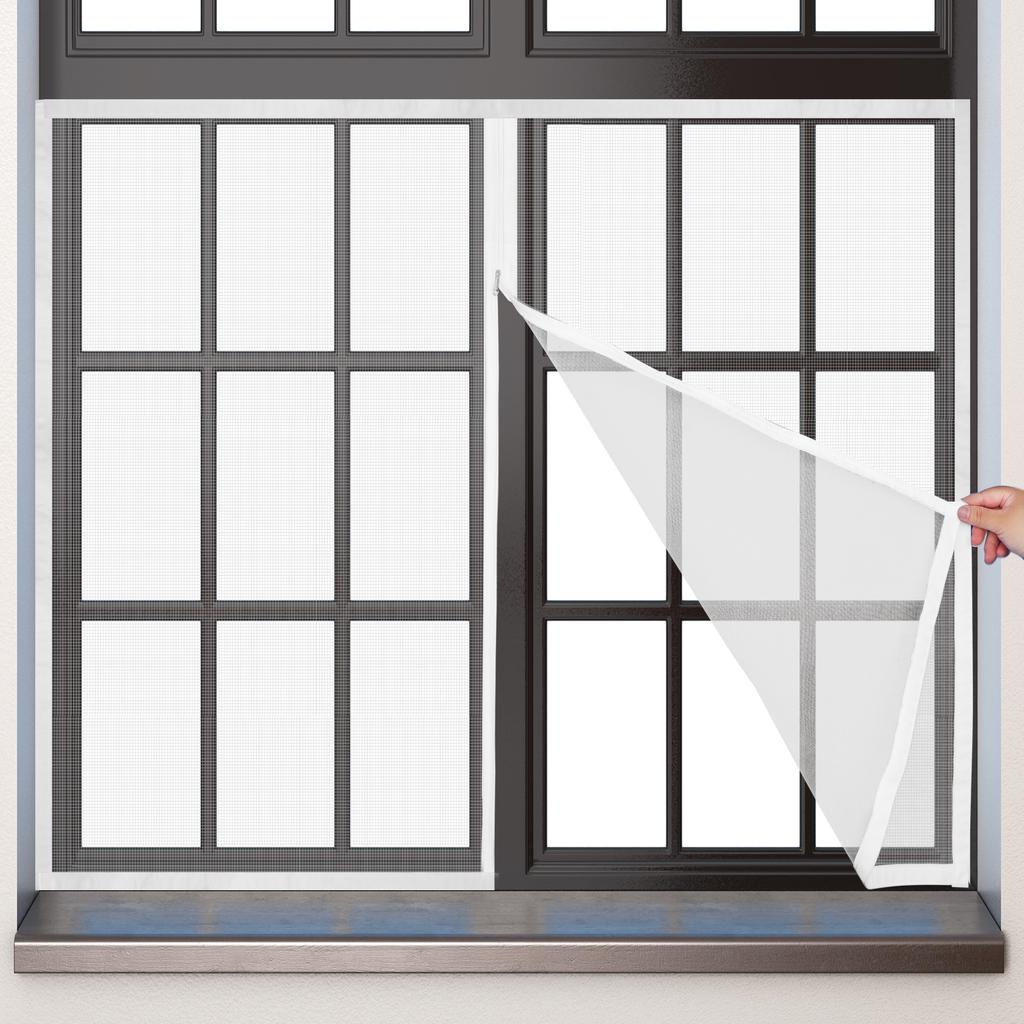 Mosquiteras Para Ventanas, 120X150Cm Mosquitero De Ventana, Mosquitero Para Ventana Con Cinta Adhesiva, (Blanco 120X150Cm)