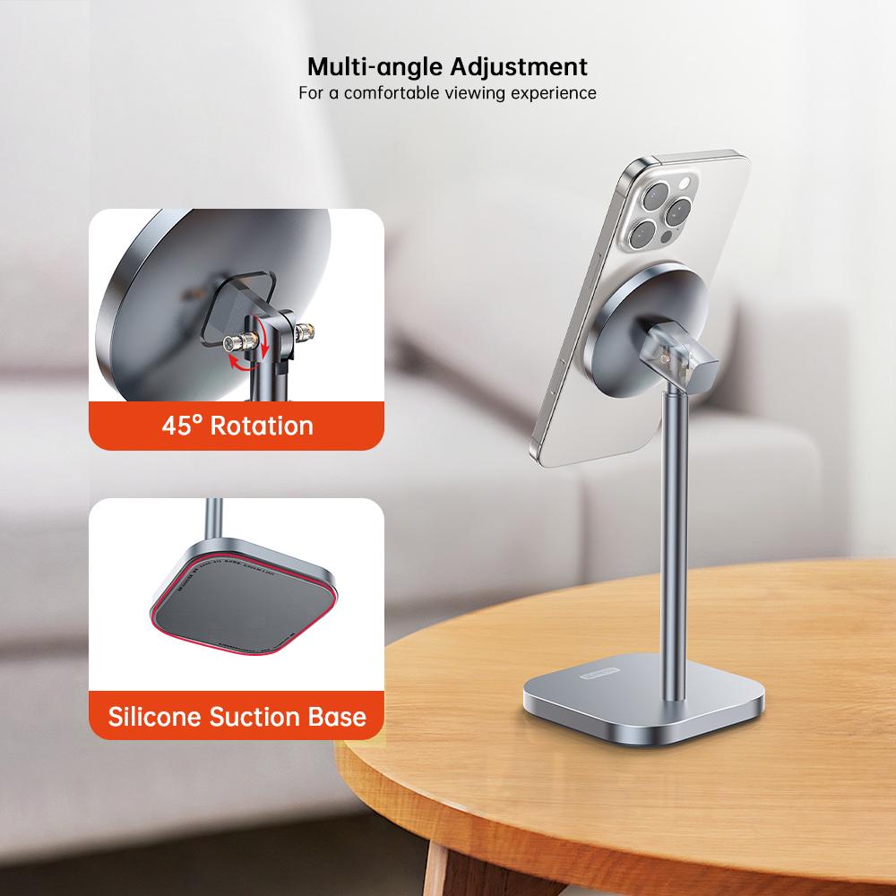 XUNDD XDHO-073 Magnetic Phone Holder Desk Stand Aluminum Alloy 45 Degree Tilt Hands-free Bracket