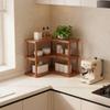 3-Level Bamboo Corner Desk Organizer Shelf Rounded Corners