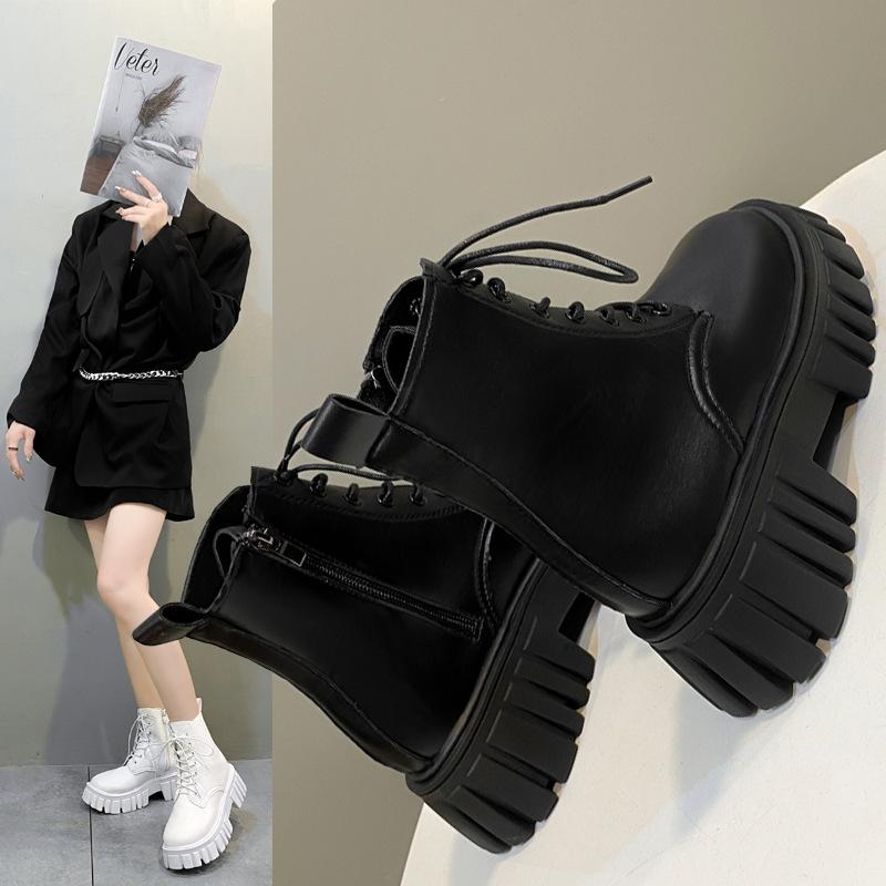 Foreign trade short Martin boots women's autumn and winter 2025 new Korean version fashion women's shoes platform-soled lace-up side zipper women's bo