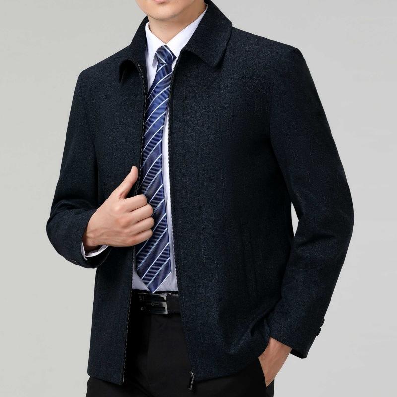 

Мужская шерстяная куртка для мужчин среднего возраста, шерстяная куртка с отворотом для папы, повседневная, деловая, осенне-зимняя, топы больших размеров 200