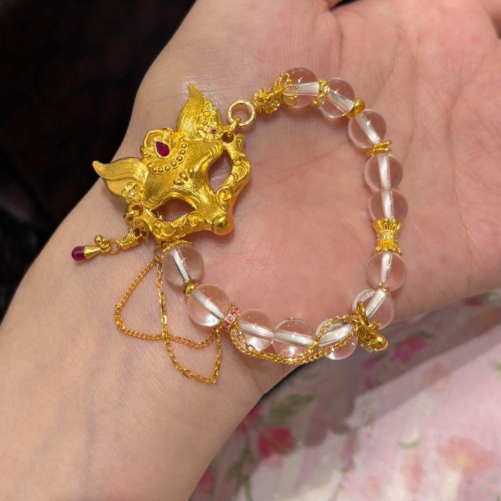 Exquisite Chinese Style Necklace Elegant Handmade Bead Bracelet Vixen Mask Bracelet  Girls