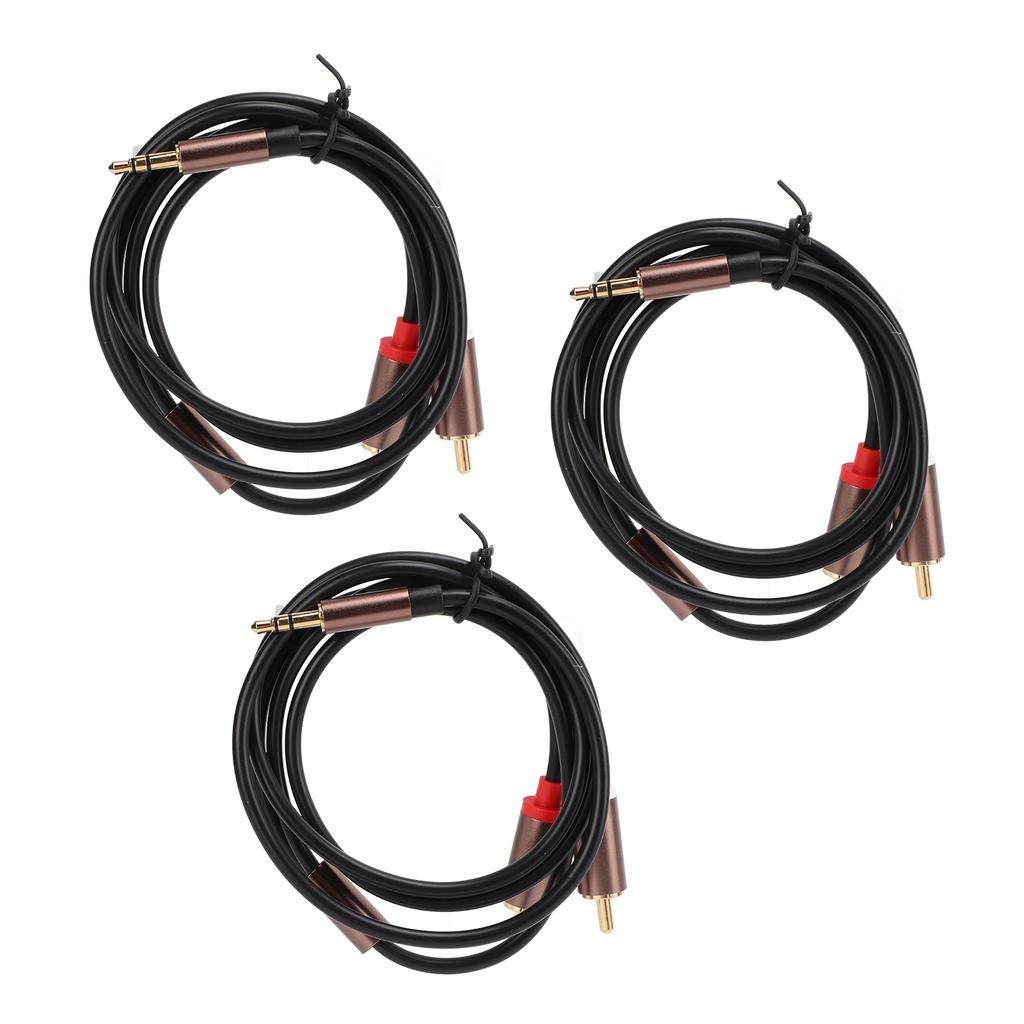 3Pcs Audio Cable 3.5mm To 2RCA Cable Oxygen Free Copper Black Aluminium Alloy Shell for Phone Tablet