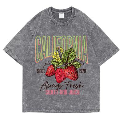Kalifornien Süß Und Saftig Gewaschen Retro Schnee Tops Mann Lässiges T-Shirt Kleidung T-Shirts Lässig Sommer Baumwolle Lockeres T-Shirt