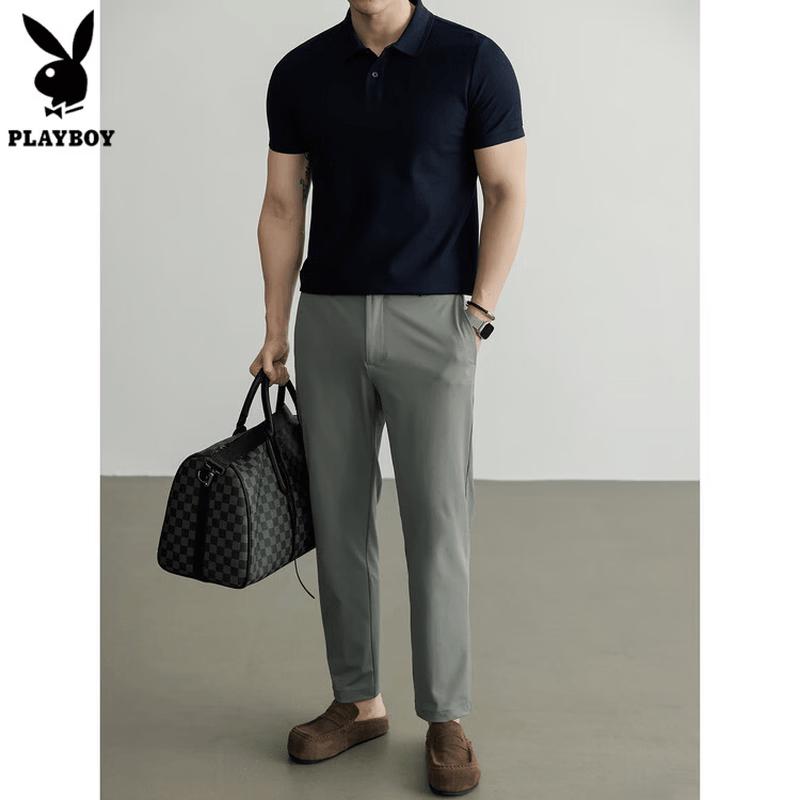PLAYBOY Men s 2026 Summer Business Casual Short-Sleeve Polo Shirt 3XL 185