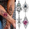 10 foi de tatuaje temporare cu henna neagră pentru femei, autocolant de tatuaje cu lanțuri de dantelă sexy, flori false, fluture, trandafir, seturi de tatuaje