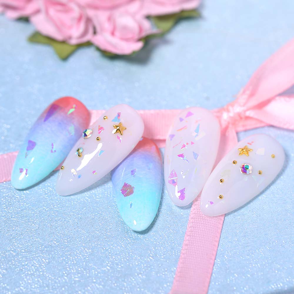 Mirror Glitter Decal Nail Foil Film Laser Cellophane Aurora Broken Glass Foils Nails Art Decoration