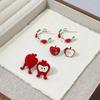 Classic Apple Design Stud Earrings in Premium Alloy Featuring Dazzling Zircon Stones for Everyday Elegance