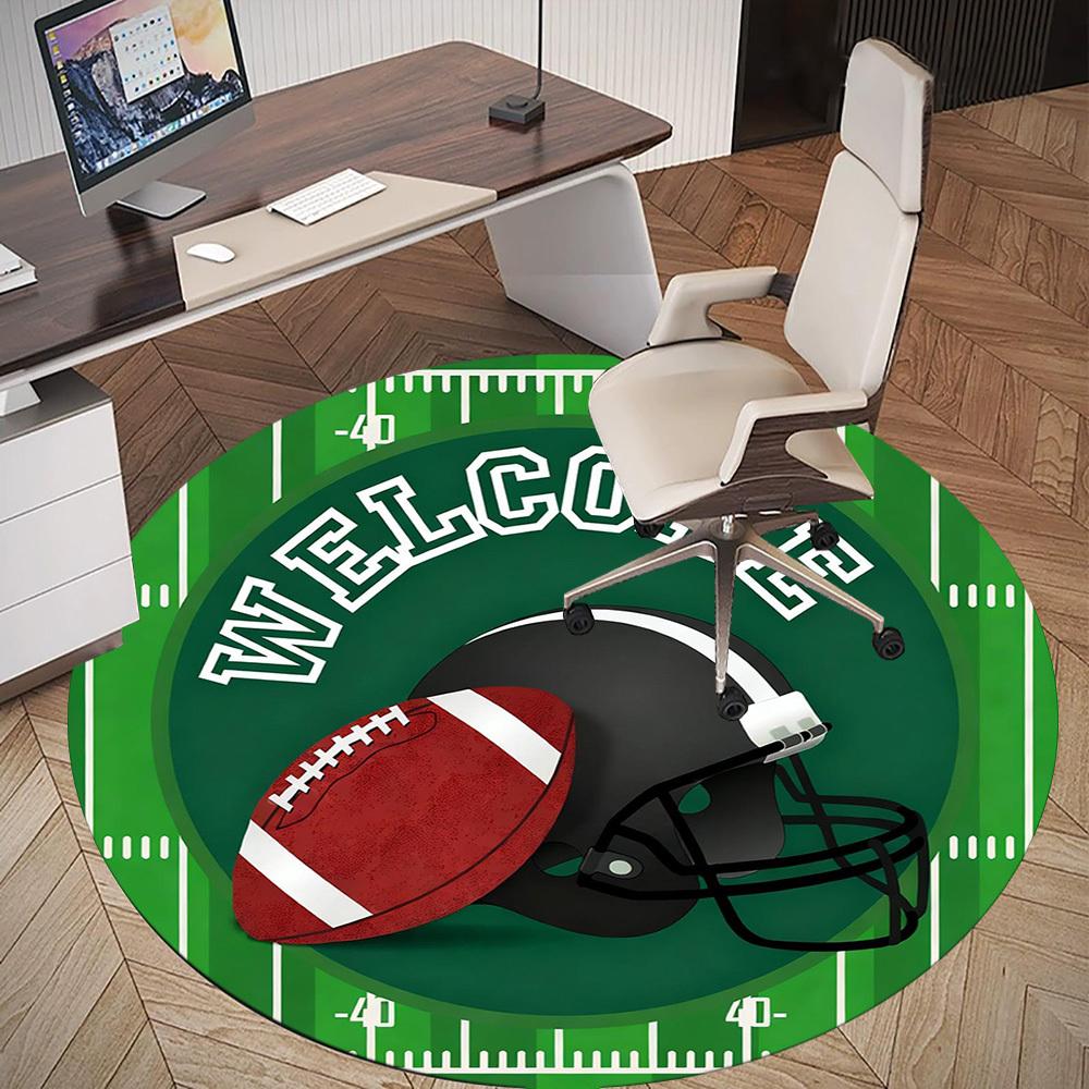 1pc Football Round Chair mat office Area Rug - Non-Slip, Floor Mat for Office, Bedroom, Ideal home decor gift c0112018