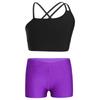 Top Corto Asimmetrico con Spalline Scollatura a V Pantaloncini Vita Alta Sport Ginnastica Allenamento