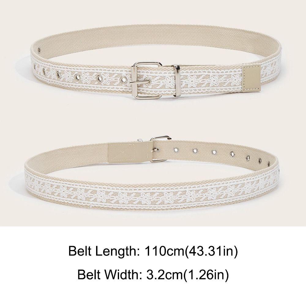 Fashion Punk Style Floral Lace Waist Belt All-match Linen-cotton Women's White Belt Y2k Casual Waist Strap Women Accessory