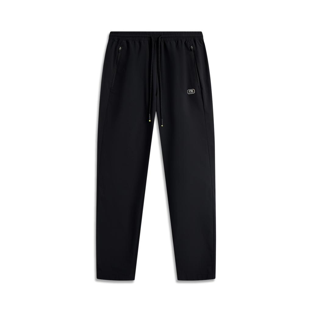 Li Ning Sports Lifestyle Series Casual Simple Solid Color Lace-Up Knitted Sports Pants Men Pants Black AYKV371-3