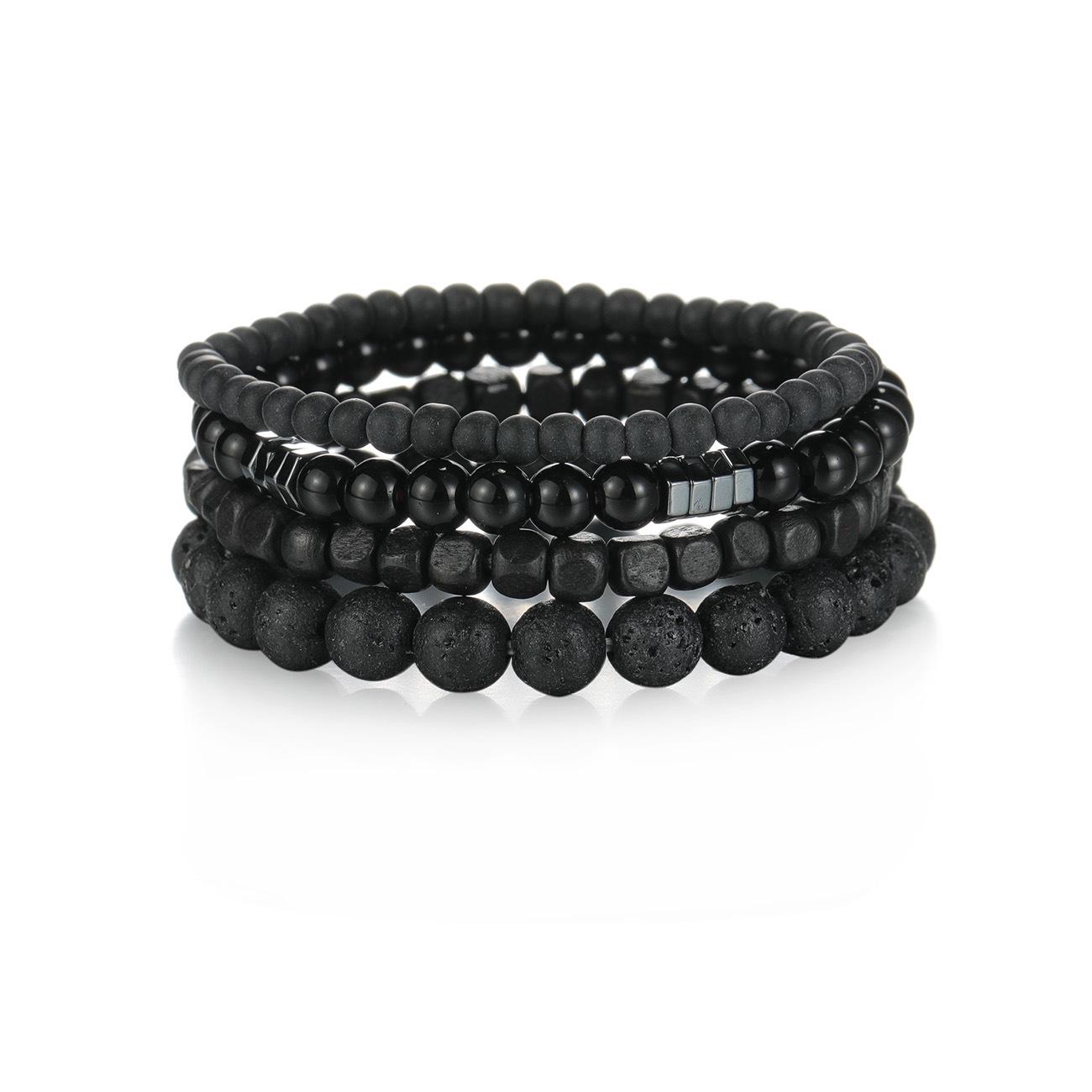 

Набор мужских эластичных браслетов: Вулканический камень, тигровый глаз и деревянные бусины — идеально подходят для поездок на работу, вечеринок и встреч. Bracelet